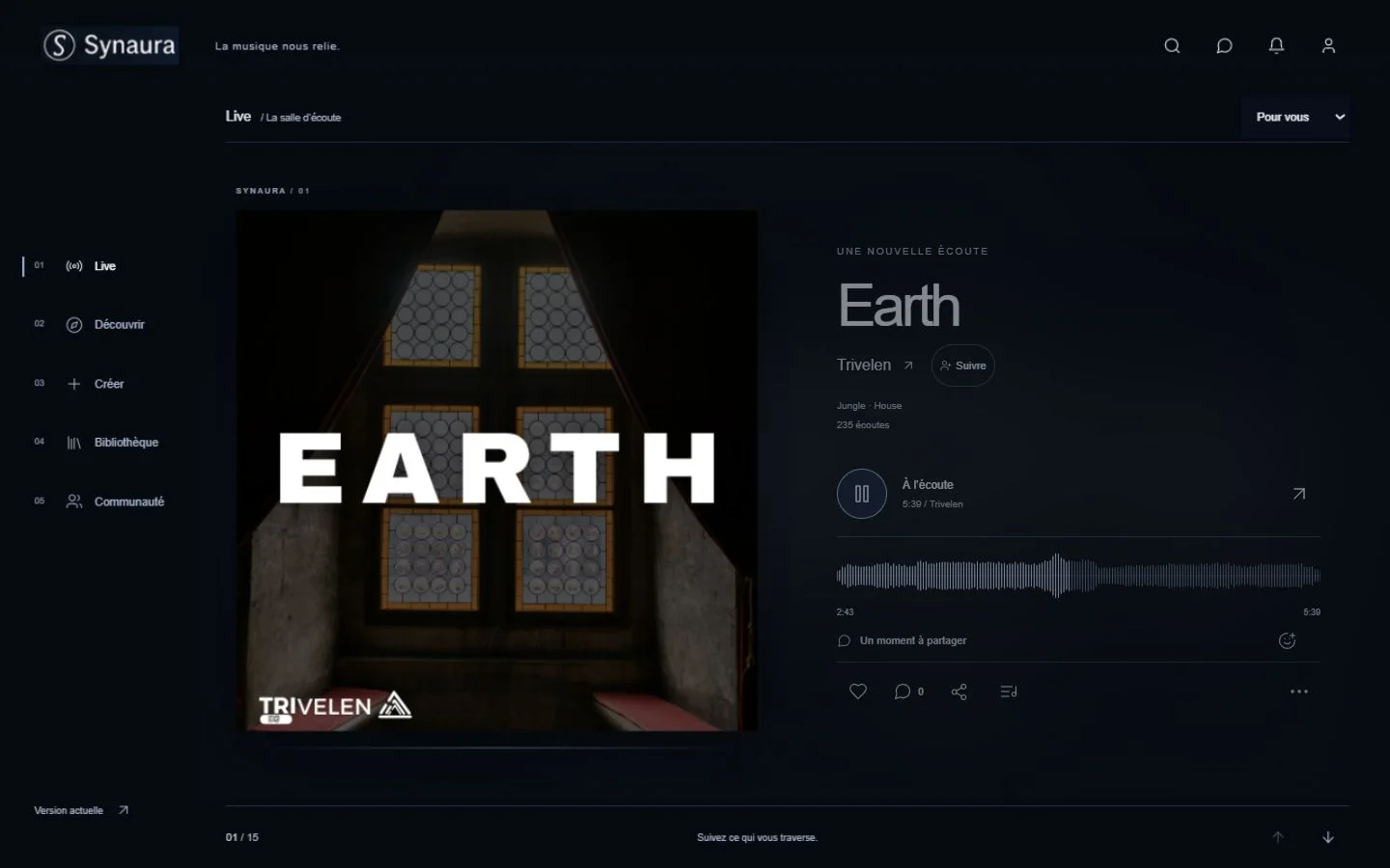 Le Live Synaura : écoute, waveform et moments partagés